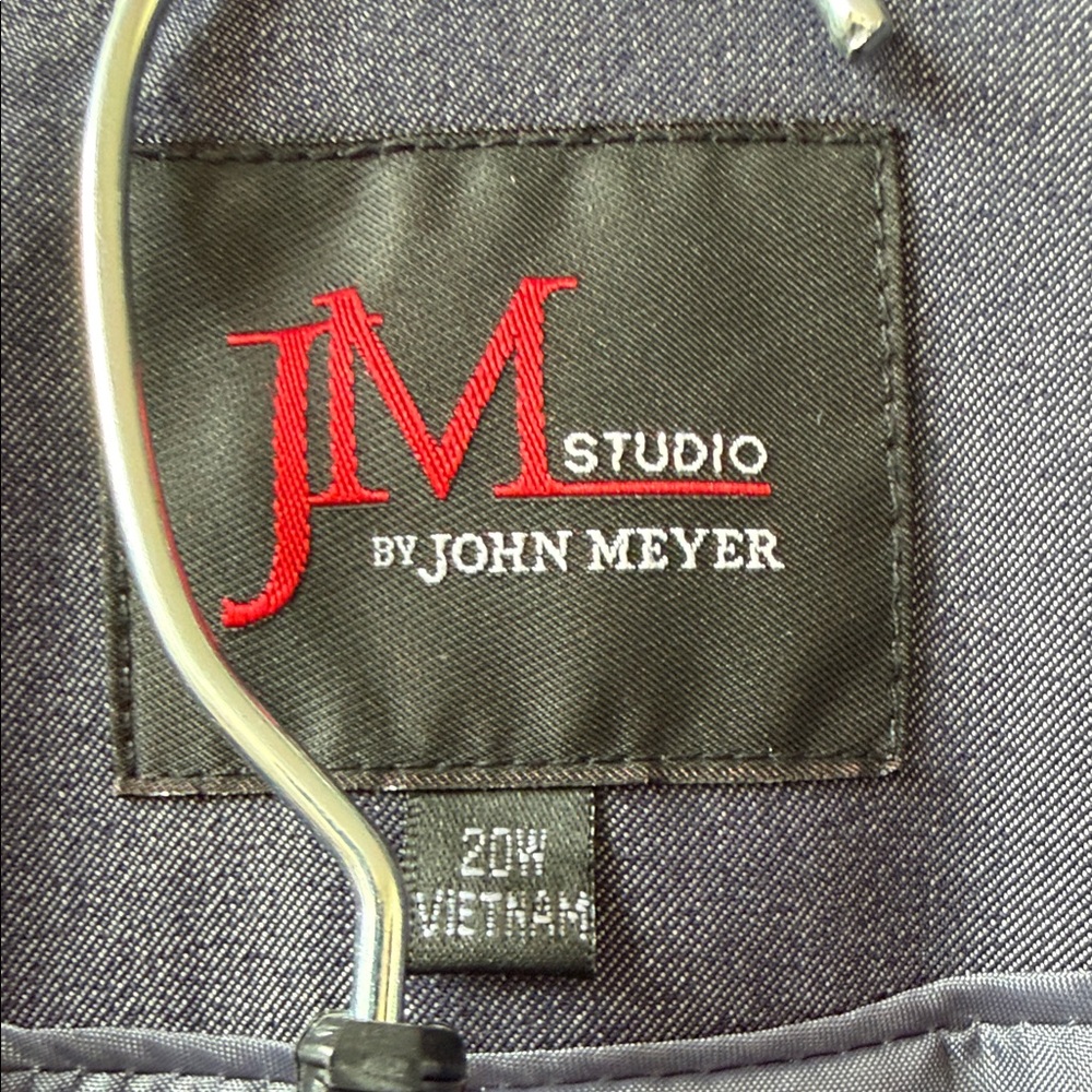 New Tailored Dark Denim Blue Pants Suit with Cream Trim - Picture 3 of 5
